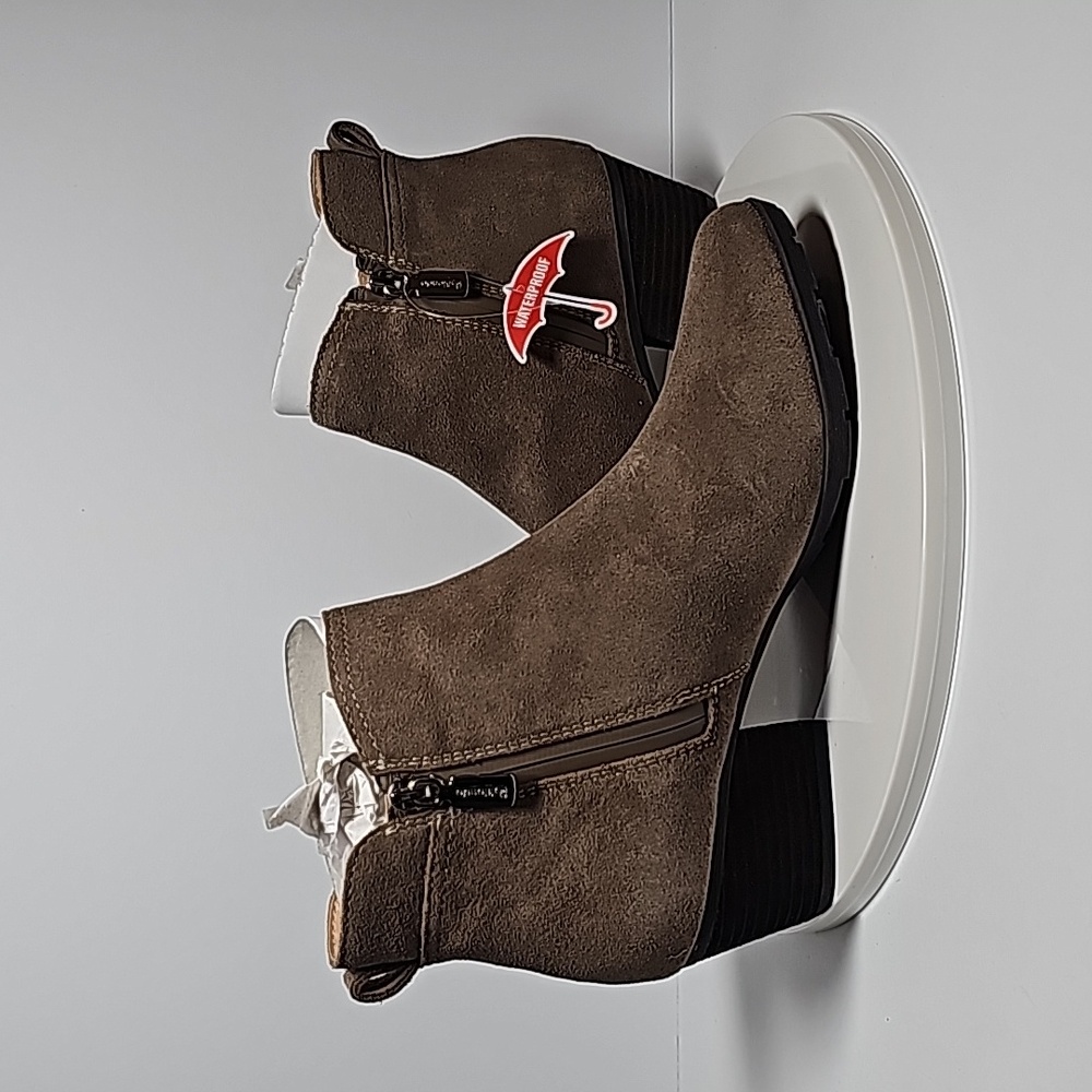 Blondo Victory Booties Ankle Boots Waterproof Suede Block Heel Zipper Brown 7.5 - Picture 11 of 15